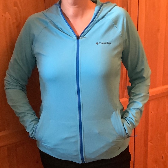 Aqua Blue Columbia Jacket Hooded M - Picture 1 of 9